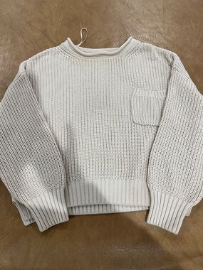 Cozy Scoop-Neck Waffle Sweater in Cream